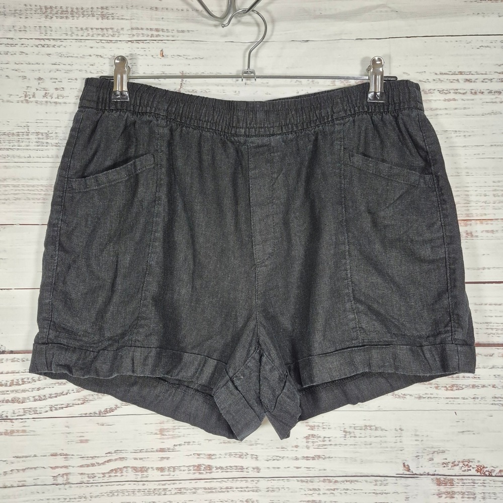Old Navy Womens High Rise Linen Blend Utility Shorts Black Gray Size M